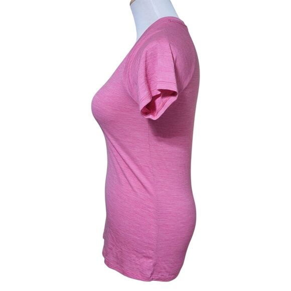 Woolx Merino Wool V-Neck Striped Tee Activewear Top Breathable Pink XSmall - Picture 2 of 7